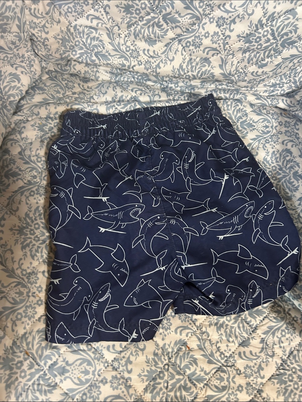 Kids Swim Trunks - Multicolor Stripe, Navy Shark & Pastel Plaid - Picture 3 of 4